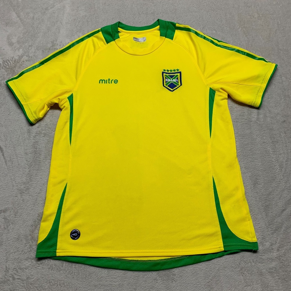 Mitre Brasil Brazil Soccer Futbol Jersey Shirt Yellow‎ Men's S